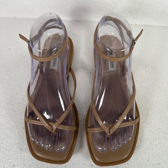 Steve Madden Strappy Ankle Wrap Thong Sandals Flats Women's 6.5 Brown - Picture 2 of 11